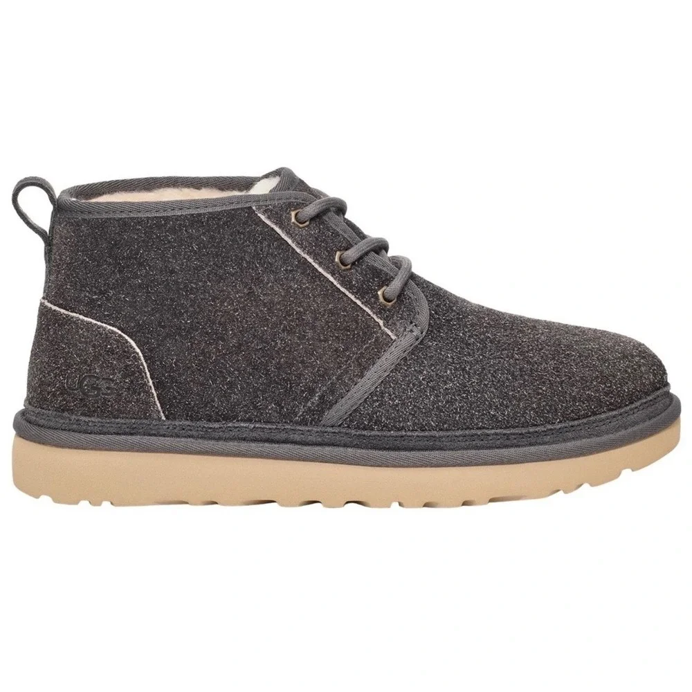 UGG Neumel Shaggy Suede Dark Grey Mens Chukka Boots 1158219 DGRY Sz 8